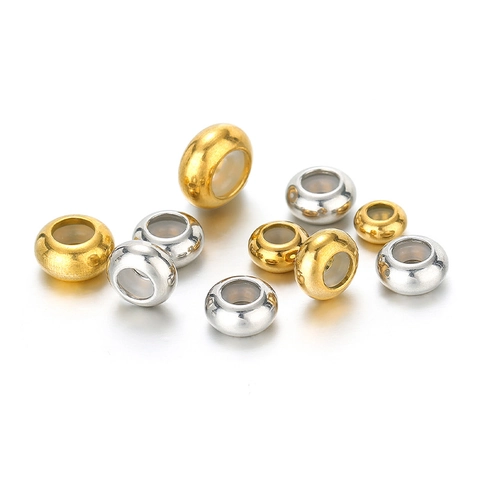Perline di Posizionamento Regolabili in Acciaio Inossidabile Galvanizzato Oro Argento Distanziatori Con Inserto in Silicone per Gioielli DIY