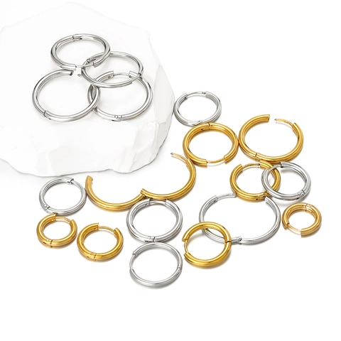 Minimalistische Ohrringe Aus Rostfreiem Edelstahl Für Damen Herren Unisex 18K Vergoldet Poliert Geometrisch Rund Ohrclips Modeschmuck