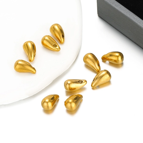 Stainless Steel Water Drop Pendants 18K Gold Plated Teardrop Beads DIY Jewelry Findings Accessories For Necklace Making
