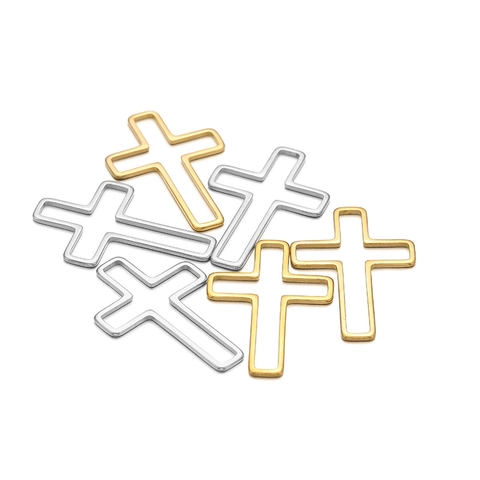 Roestvrijstalen Holle Kruis Hangers Voor DIY Sieraden Goud Staalkleur Charmes Voor Kettingen Oorbellen Armband Zubehör