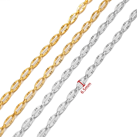 Stainless Steel Coffee Bean Chain DIY Jewelry Accessory For Hip Hop Men Women Unique Style Oval Link Accessories Jewelry