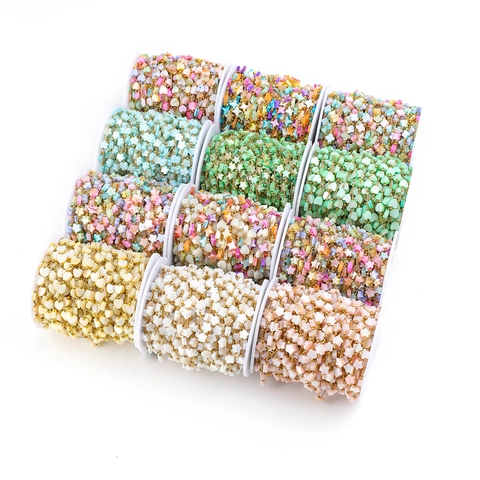 Stainless Steel DIY Colorful Flower Heart Star Shell Bead Chain For Necklace Bracelet Jewelry Making Findings Gold Plated