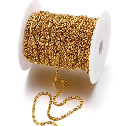 3mm Width Stainless Steel Box Chain For Jewelry Making DIY Bulk Rectangular Link Chain Gold Silver Plated Accessories