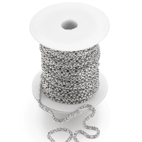 3mm Width Stainless Steel Box Chain For Jewelry Making DIY Bulk Rectangular Link Chain Gold Silver Plated Accessories