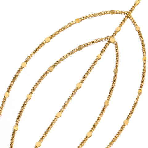 Stainless Steel Embossed Curb Chain Round Sequin Gold Silver Plated Jewelry Chain For DIY Jewelry Making Accessories