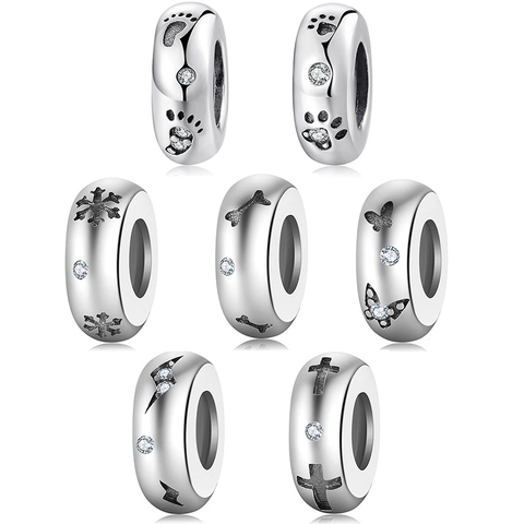 Original 925 Sterling Silver DIY Charm Bead For Bracelet Minimalist Zirconia Spacers Jewelry Accessories For Women Gift