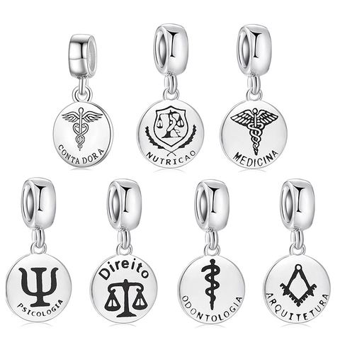 925 Sterling Silver Professional Dangle Charm Medicine Law Psychology Architecture Accounting For DIY Bracelet Women Jewelry
