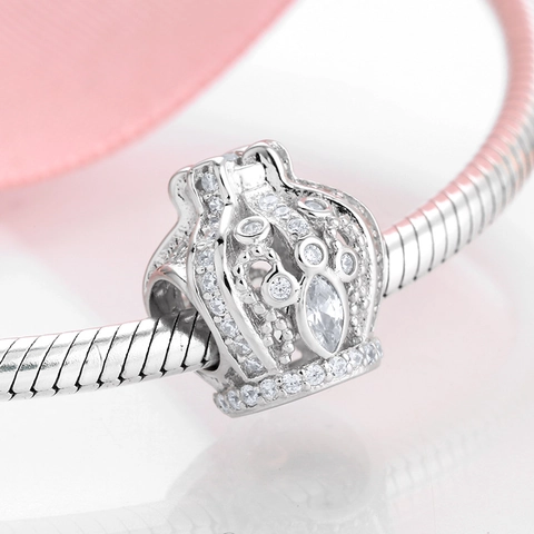925 Sterling Silver Hollow Crown Magic Lamp Heart Zircon Charms For DIY Bracelet Making Fashion Women Jewelry Accessories