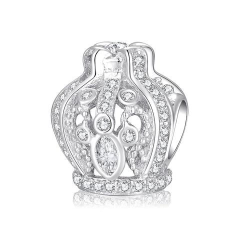 925 Sterling Silver Hollow Crown Magic Lamp Heart Zircon Charms For DIY Bracelet Making Fashion Women Jewelry Accessories