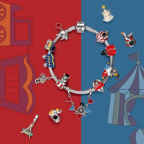 S925 Sterling Silver Circus Theme Charms Enamel Train Elephant Clown Tent Bead For DIY Bracelet Necklace Women Jewelry