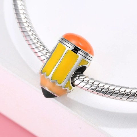 S925 Sterling Silver Pencil Charm Artist Palette Enamel Bead For DIY Bracelet Necklace Making Jewelry Accessories Women Gift
