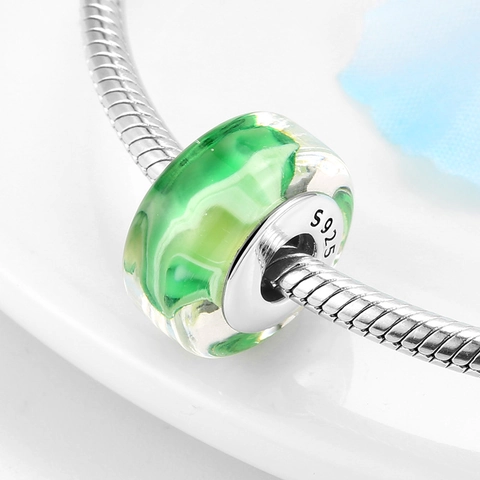 S925 Sterling Silver Core Murano Glass Beads Floral Heart Patterns Charms For DIY Bracelets Women Jewelry Making Accessory
