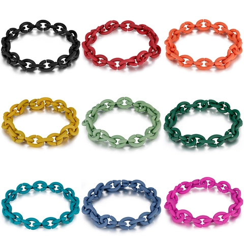 Minimalist Matte Silicone Chain Bracelet With Clasp Morandi Solid Color Bold Link Bangle Unisex Jewelry