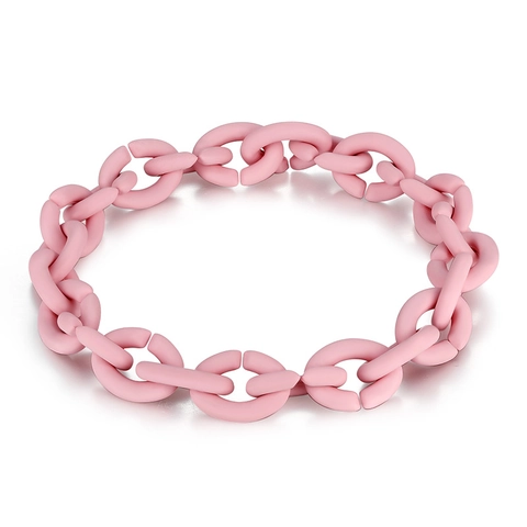 Minimalist Matte Silicone Chain Bracelet With Clasp Morandi Solid Color Bold Link Bangle Unisex Jewelry