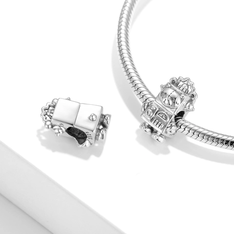 925 Sterlingsilber Roboter Bär Charm Perle Oxidiert Tier Anhänger Für DIY Armband Halskette Schmuckherstellung Damen Mode Geschenk