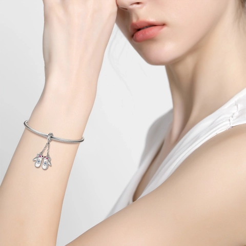 925 Sterlingsilber Schneeflocke Fäustling Charm Anhänger Zirkonia Eingelegt Winter Weihnachten DIY Schmuck Für Damen Armband Halskette