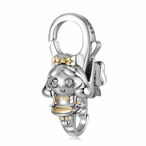 925 Sterling Silver Cartoon Little Girl Charm With Lobster Clasp DIY Jewelry Findings Bracelet Necklace Accessory Pendant