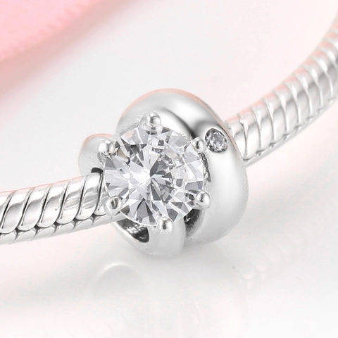925 Sterlingsilber Geburtsstein Charm Oxidiertes Silber Runde Strass Perle Für DIY Schmuckherstellung Armband Halskette Damen