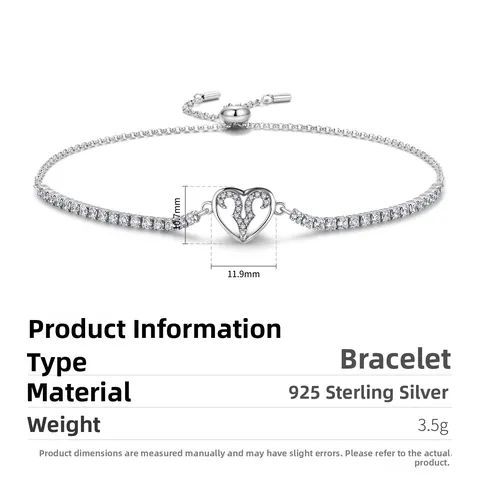 S925 Sterling Silver Heart 12 Zodiac Sign Bracelet Adjustable Tennis Chain Zirconia Inlaid Constellation Jewelry Gift For Women