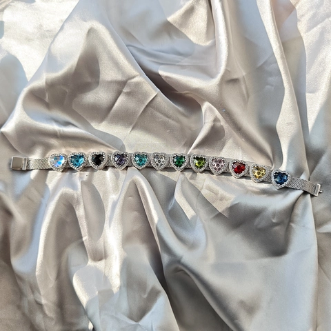 925 Ασημένιο Heart Birthstone Charm Με Ένθετο Στρας Για DIY Βραχιόλι Κολιέ Κατασκευή Γυναικεία Μόδα Κοσμήματα Αξεσουάρ