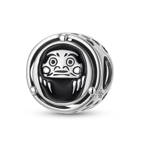Japanse Daruma Bedelkraal 925 Sterling Zilver Zwart Emaille Traditioneel Patroon DIY Sieraden Armband Maken Accessoires