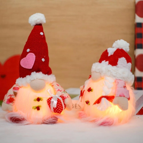 Gnomo Luminoso di San Valentino Bambola di Peluche LED Cuore Senza Volto Bambola Cappello di Maglia Tomte Svedese Ornamento per Casa Festa