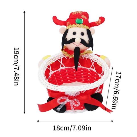 Chinese New Year God Of Wealth Candy Basket Traditional Caishen Storage For Spring Festival Gift Desktop Ornament Decor