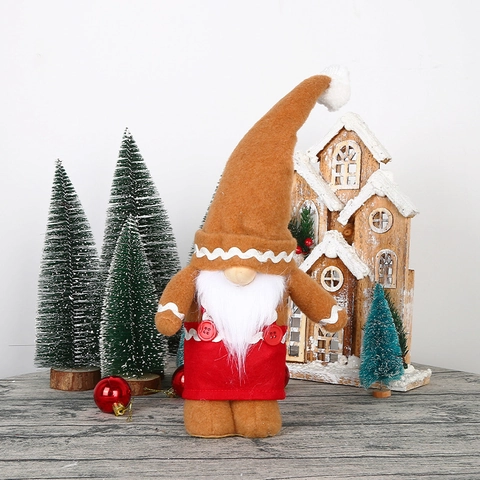 Weihnachten Lebkuchenmann Zwerg Plüschpuppe Ornamente Festlich Rot Braun Skandinavische Tomte Figur Haus Feiertagsdekorationen