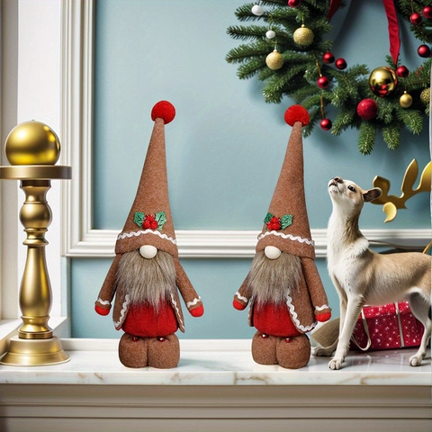 Gnomo di Pan di Zenzero di Natale Bambola di Peluche Ornamenti Scandinavi Tomte per Decorazioni Natalizie Casa Scrivania