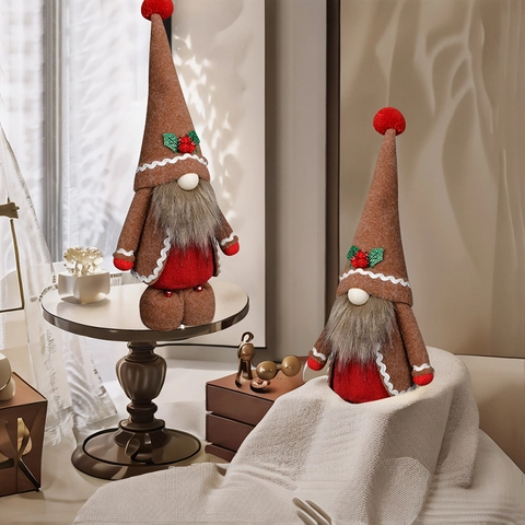 Gnomo di Pan di Zenzero di Natale Bambola di Peluche Ornamenti Scandinavi Tomte per Decorazioni Natalizie Casa Scrivania