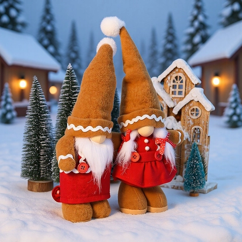 Weihnachten Lebkuchenmann Zwerg Plüschpuppe Ornamente Festlich Rot Braun Skandinavische Tomte Figur Haus Feiertagsdekorationen