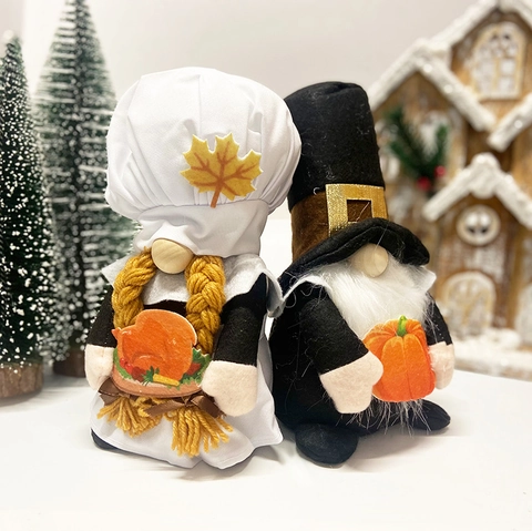 Thanksgiving Gnomes Decorations Autumn Harvest Gnome Plush Table Decor Chef Hat Turkey Tray Top Hat Pumpkin Home Ornament