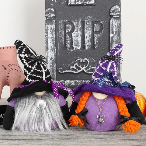 Halloween Gnomes Plush Decoration Spider Bat Theme Faceless Rudolf Doll Home Party Table Layout Ornaments Halloween Gift