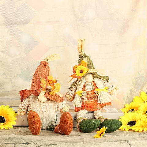 Herbst Ernte Gnom Plüsch Dekoration Sonnenblume Ahornblatt Gnom Puppen Erntedankfest Home Decor Handgemachte Nordic Ornament
