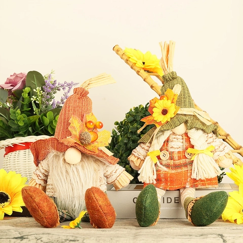Herbst Ernte Gnom Plüsch Dekoration Sonnenblume Ahornblatt Gnom Puppen Erntedankfest Home Decor Handgemachte Nordic Ornament