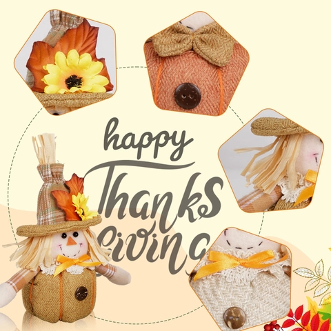 Gnomi Spaventapasseri del Ringraziamento Girasole Foglia di Acero Zucca Bambola di Peluche Decorazione della Casa