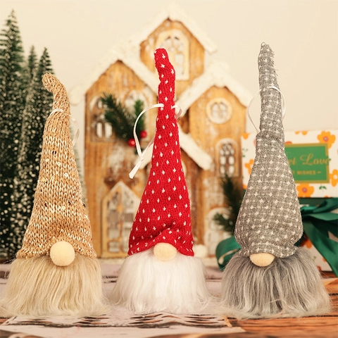 Glowing Christmas Gnome Hanging Ornament LED Lighted Faceless Forest Man Plush Doll For Christmas Tree Holiday Party Decor
