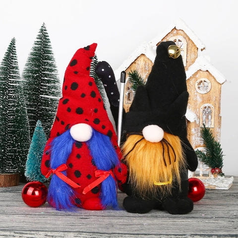 Leuchtender Weihnachtswichtel Puppe Plüsch Rudolf Ornament Punktmuster Hut Katzenohren Desktop Dekoration Feiertag Party Geschenk
