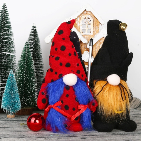 Leuchtender Weihnachtswichtel Puppe Plüsch Rudolf Ornament Punktmuster Hut Katzenohren Desktop Dekoration Feiertag Party Geschenk