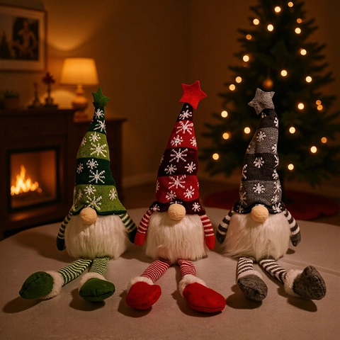 Ornement de Poupée Sans Visage en Peluche Gnome Lumineux à LED de Noël Décoration de Maison de Vacances Style Nordique