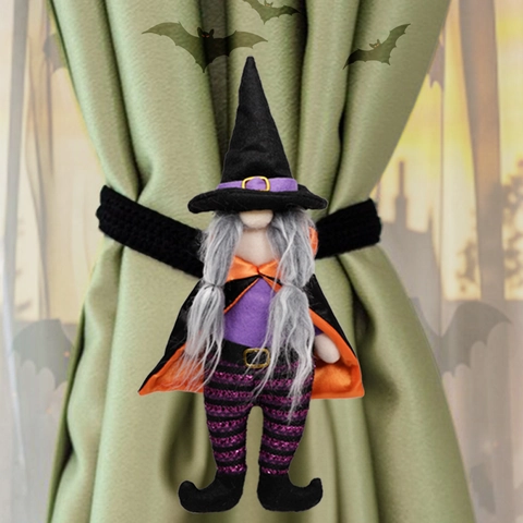 Halloween Gnome Curtain Buckle Witch Frankenstein Plush Tieback Holder Window Decoration Holiday Party Ornament Tie Rope