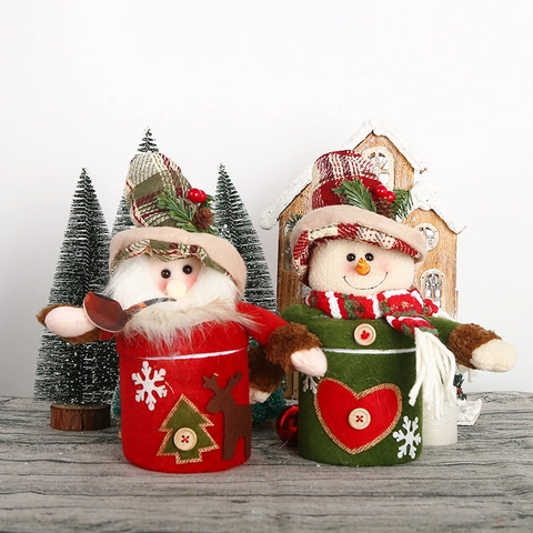 Weihnachten Weihnachtsmann Schneemann Süßigkeitenglas Flanell Stoff Geschenkbox Feiertag Tischdekoration Apfelbehälter Partybedarf