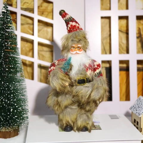 Kerstmis Kerstman Decoratie Faux Bont Nordic Stijl Pop Voor Kerstboom Thuis Tafel Decor Rood Bruin Wit Cadeau