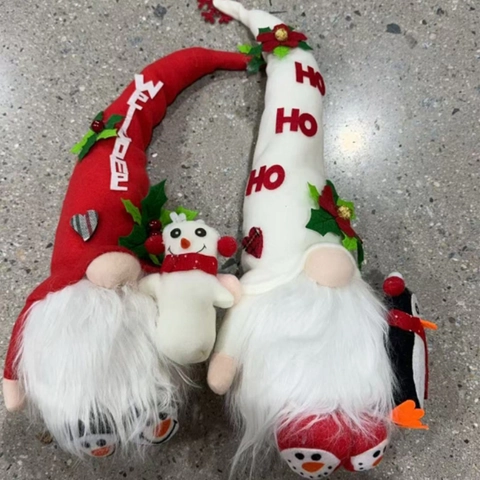 Gnomes de Noël Peluche Poupée sans Visage Avec Bonhomme de Neige Pingouin Décorations Chapeau Long Elfe Nain Ornements Table