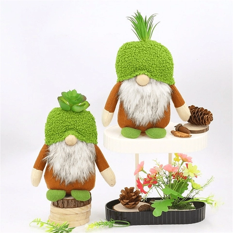 Gnomo di Natale Peluche Bambola senza Volto Renna Foresta Stile Nordico Cappello con Succulenta Finta Ornamento Casa