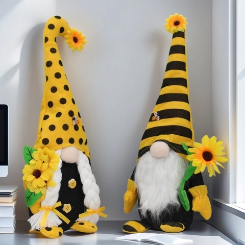 Sonnenblume Biene Zwerg Plüsch Deko Für Erntedankfest Handgemachte Hummel Schwedische Tomte Puppe Für Zuhause Bauernhaus Etagen Tablett Dekoration