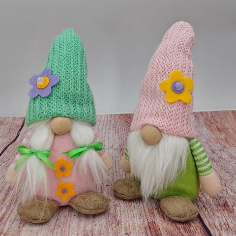 Frühlings Gnom Plüschpuppe Handgefertigte Strickmütze Blume Rudolf Gesichtslose Gnom Für Home Dekoration Ostern Valentinstag