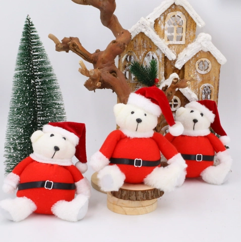 Süße Weihnachten Plüsch Teddybär Puppe In Weihnachtsmann Outfit Roter Hut Weißes Kuscheltier Dekoration Für Kinder Home Geschenk