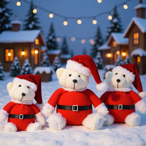 Süße Weihnachten Plüsch Teddybär Puppe In Weihnachtsmann Outfit Roter Hut Weißes Kuscheltier Dekoration Für Kinder Home Geschenk
