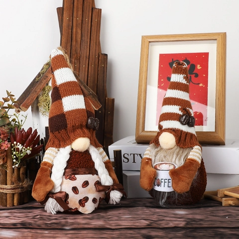 Gnomo di Peluche Senza Volto a Tema Caffè Scandinavo Bambola Rudolph per Decorazione Tavolo Casa Bar Ornamento Regalo